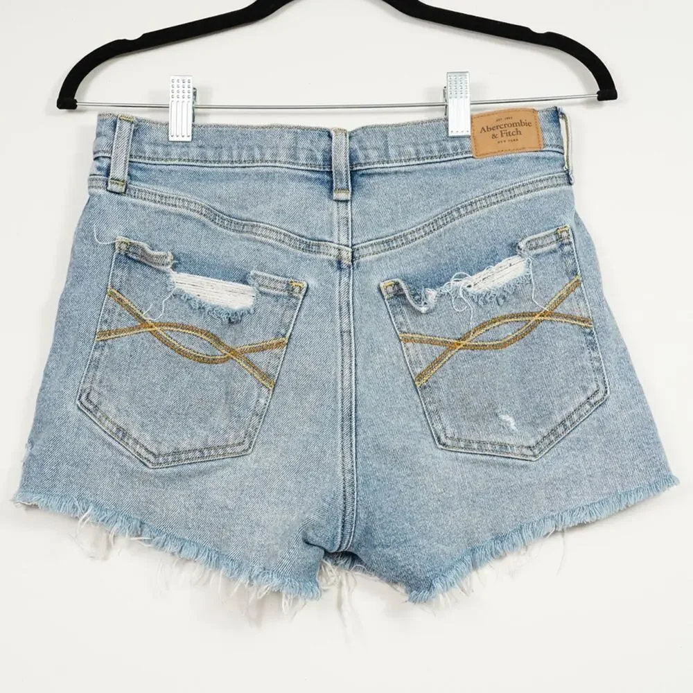 Abercrombie & Fitch High Rise Short Cut Off Denim Jean Light Wash Size 26/2